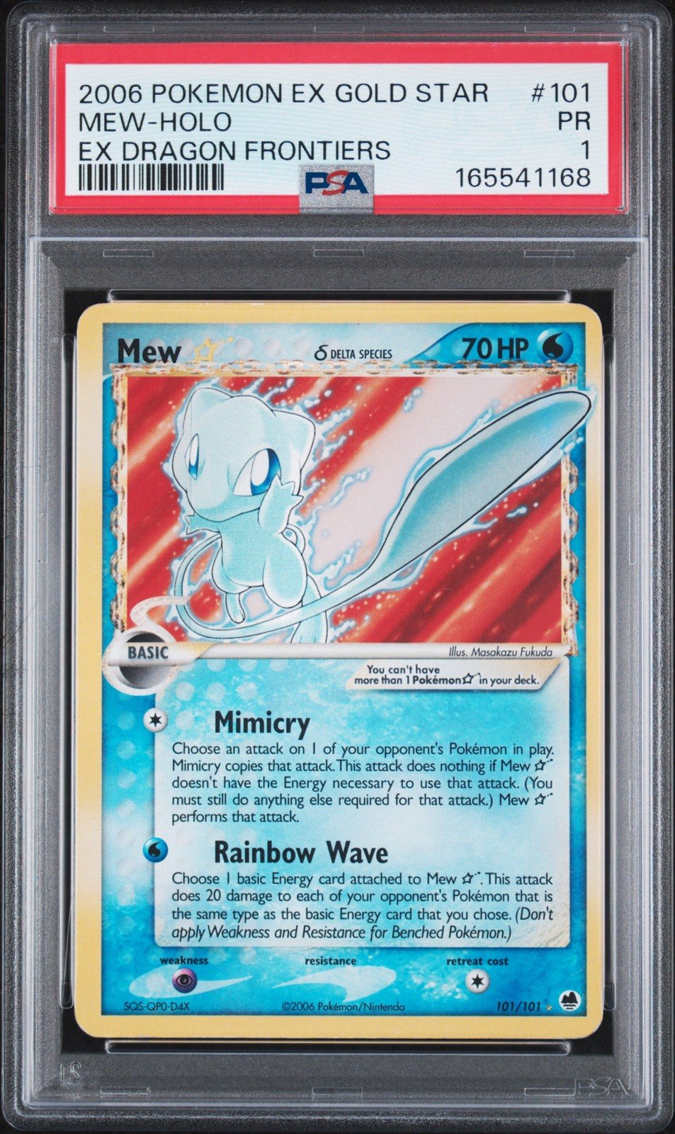 PSA 1 Mew Holo Gold Star 101/101 Dragon Frontiers Pokemon – Photo 1