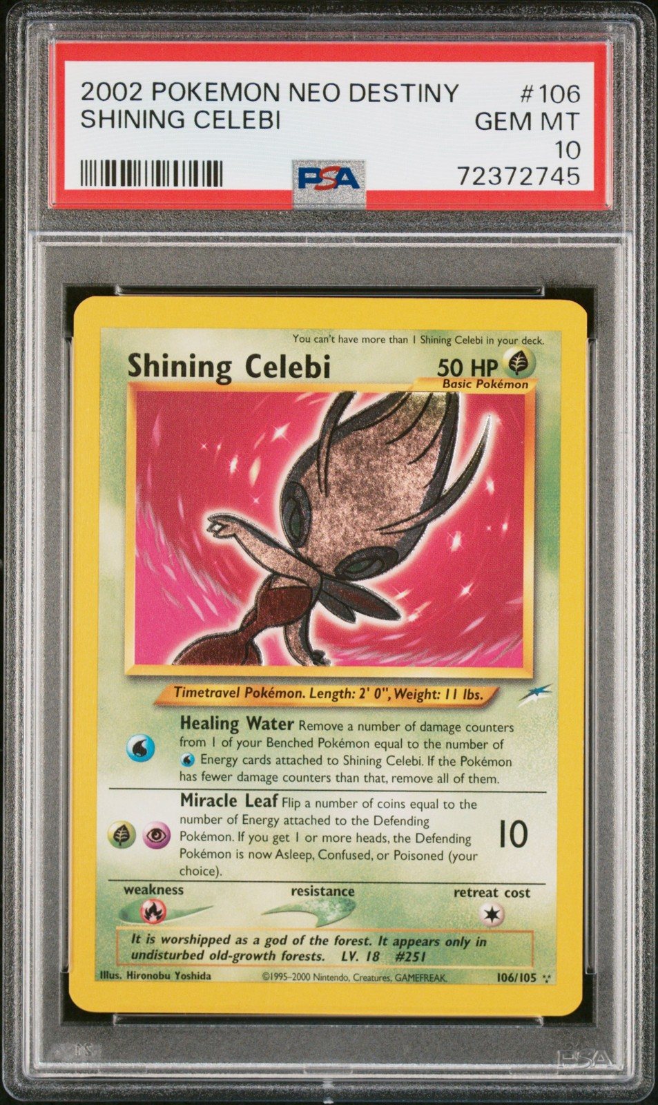 PSA 10 Shining Celebi 106/105 Neo Destiny Pokemon – Photo 1